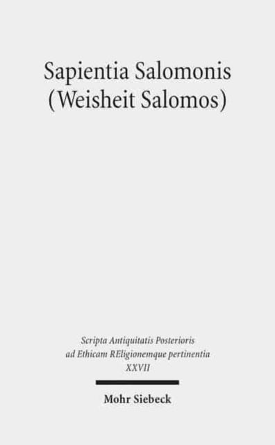 Book cover of: Sapientia Salomonis (Weisheit Salomos)
