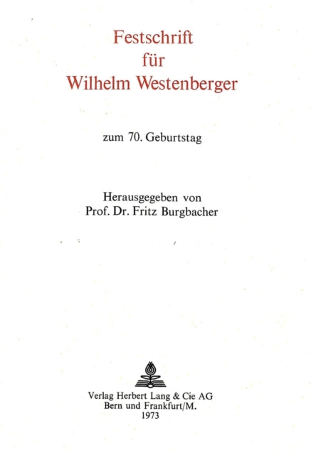 Book cover of: Festschrift fuer Wilhelm Westenberger