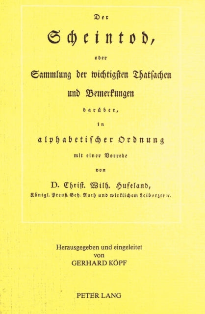 Book cover of: Christoph Wilhelm Hufeland- Der Scheintod