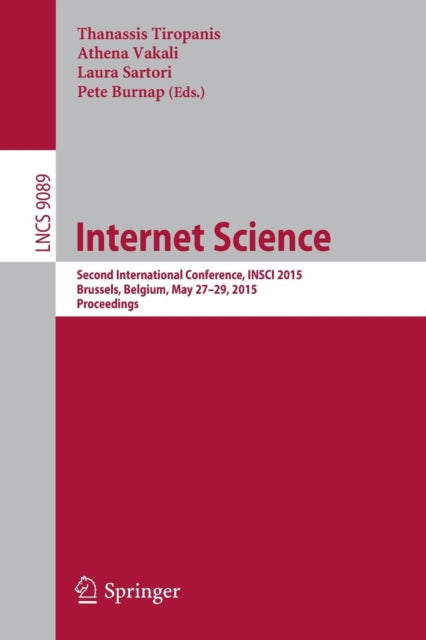 Book cover of: Internet Science. By: Thanassis Tiropanis