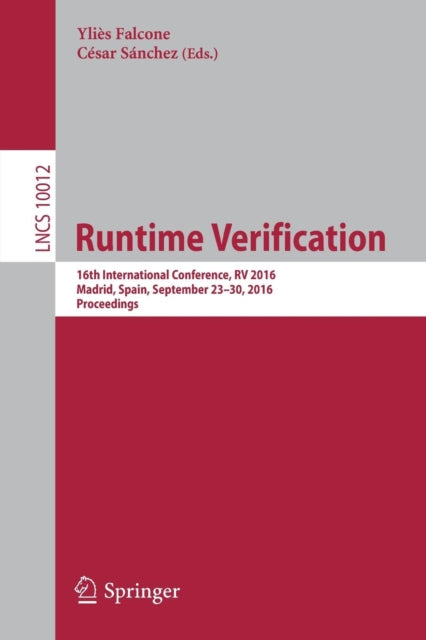 Book cover of: Runtime Verification. By: Ylies Falcone