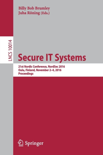 Book cover of: Secure IT Systems. By: Billy Brumley