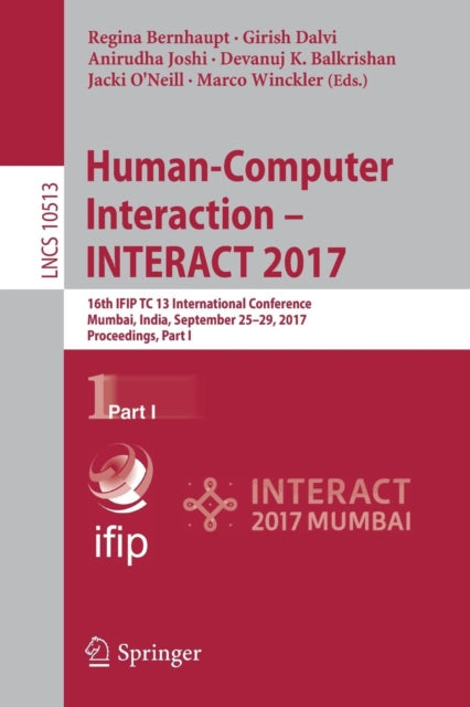 Book cover of: Human-Computer Interaction - INTERACT 2017. By: Regina Bernhaupt