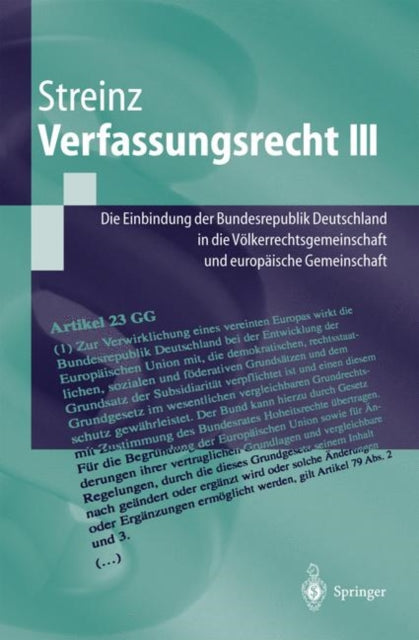 Book cover of: Verfassungsrecht III. By: Rudolf Streinz
