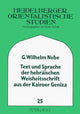 Book cover of: Text und Sprache der hebraeischen Weisheitsschrift aus der Kairoer Geniza