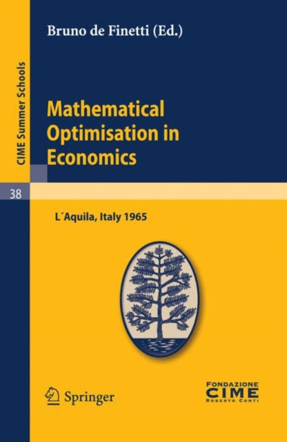 Book cover of: Mathematical Optimisation in Economics. By: Bruno De Finetti