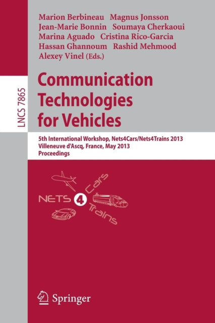 Book cover of: Communication Technologies for Vehicles. By: Marion Berbineau