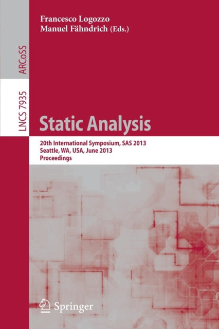 Book cover of: Static Analysis. By: Francesco Logozzo