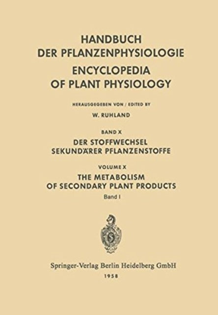 Book cover of: Der Stoffwechsel Sekundarer Pflanzenstoffe / The Metabolism of Secondary Plant Products. By: K. Paech