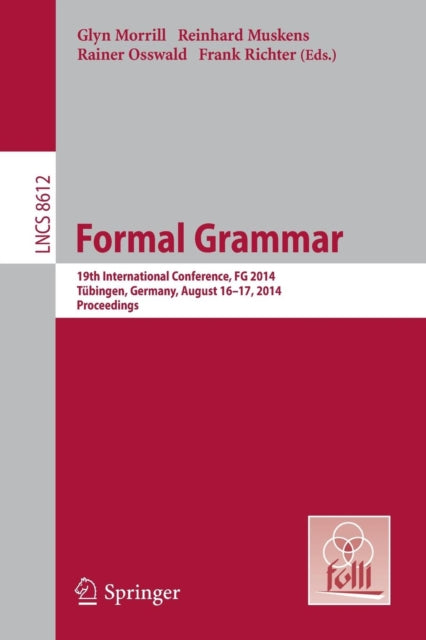 Book cover of: Formal Grammar. By: Glyn Morrill