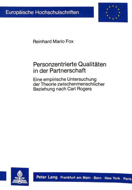 Book cover of: Personzentrierte Qualitaeten in der Partnerschaft