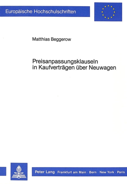 Book cover of: Preisanpassungsklauseln in Kaufvertraegen ueber Neuwagen
