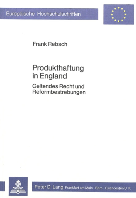 Book cover of: Produkthaftung in England