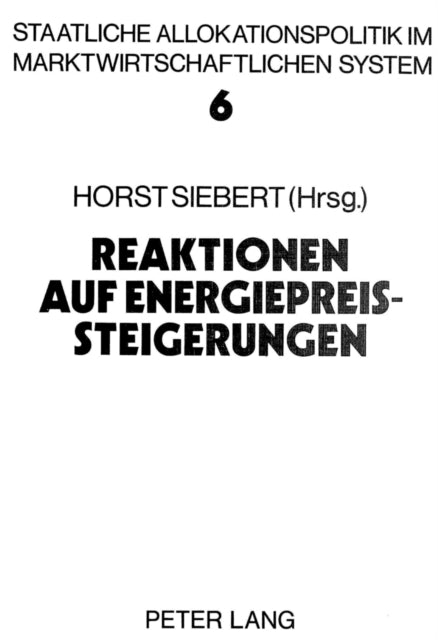 Book cover of: Reaktionen auf Energiepreissteigerungen