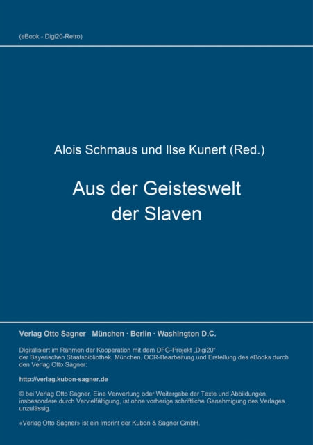 Book cover of: Aus der Geisteswelt der Slaven