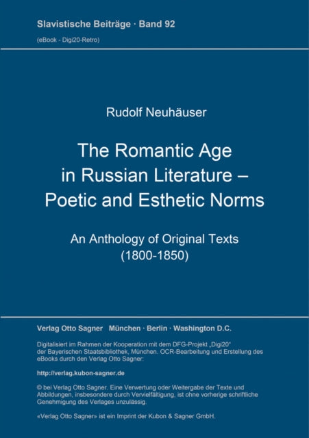 Book cover of: Romantic Age in Russian Literature - Poetic and Esthetic Norms