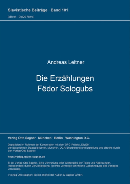 Book cover of: Die Erzaehlungen Fedor Sologubs
