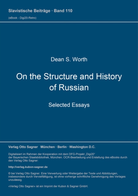 Book cover of: On the Structure and History of Russian. Selected Essays