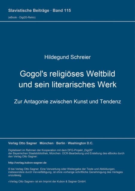 Book cover of: Gogol's religioeses Weltbild und sein literarisches Werk