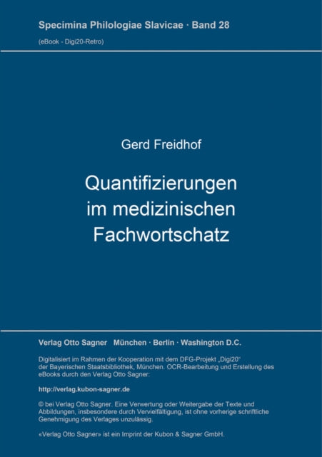Book cover of: Quantifizierungen im medizinischen Fachwortschatz