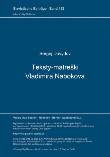 Book cover of: Teksty-matreski Vladimira Nabokova