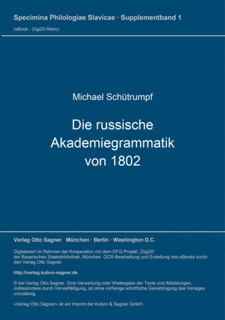 Book cover of: Die russische Akademiegrammatik von 1802