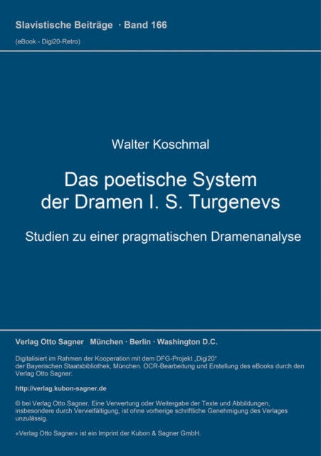 Book cover of: Das poetische System der Dramen I. S. Turgenevs