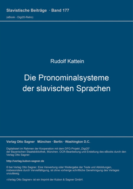 Book cover of: Die Pronominalsysteme der slavischen Sprachen