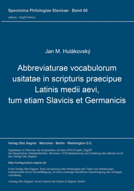 Book cover of: Abbreviaturae vocabulorum usitatae in scripturis praecipue Latinis medii aevi, tum etiam Slavicis et Germanicis