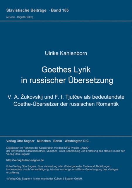Book cover of: Goethes Lyrik in russischer Uebersetzung