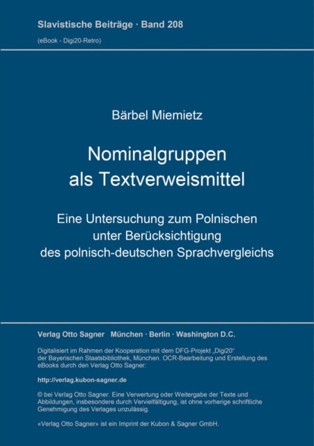Book cover of: Nominalgruppen als Textverweismittel