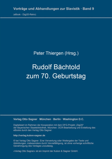 Book cover of: Rudolf Baechtold zum 70. Geburtstag