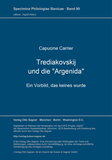 Book cover of: Trediakovskij und die "Argenida"