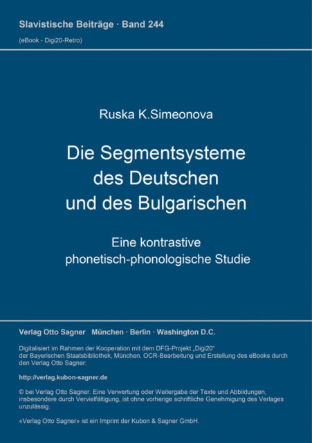 Book cover of: Die Segmentsysteme des Deutschen und des Bulgarischen