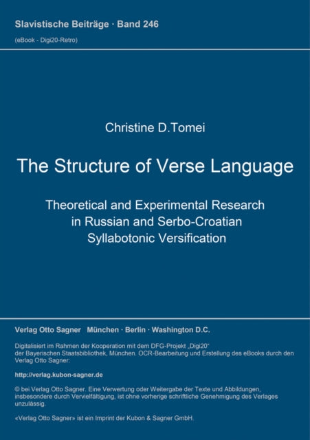 Book cover of: Structure of Verse Language