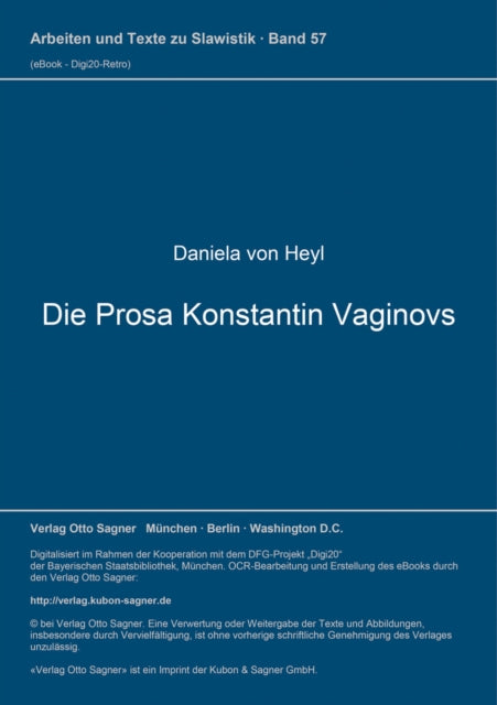 Book cover of: Die Prosa Konstantin Vaginovs