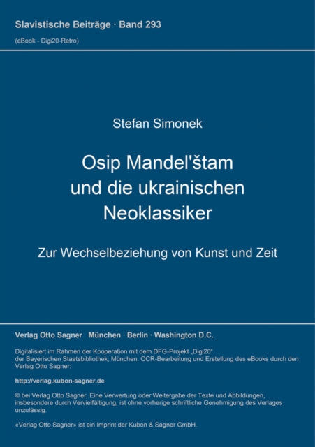 Book cover of: Osip Mandel'stam und die ukrainischen Neoklassiker