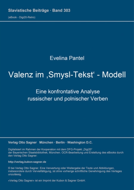 Book cover of: Valenz im ,Smysl-Tekst'-Modell