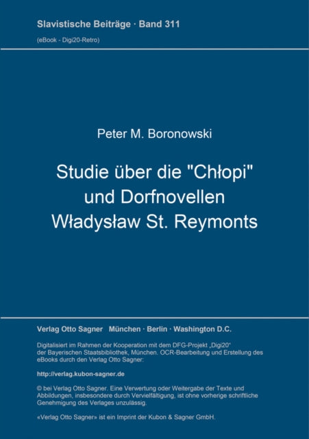 Book cover of: Studie ueber die "Chlopi" und Dorfnovellen Wladyslaw St. Reymonts