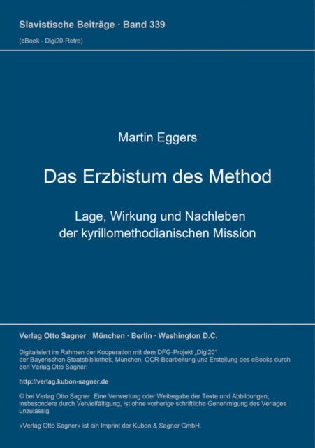 Book cover of: Das Erzbistum des Method
