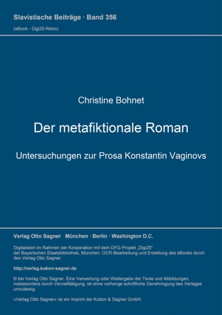 Book cover of: Der metafiktionale Roman