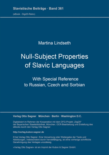 Book cover of: Null-Subject Properties of Slavic Languages
