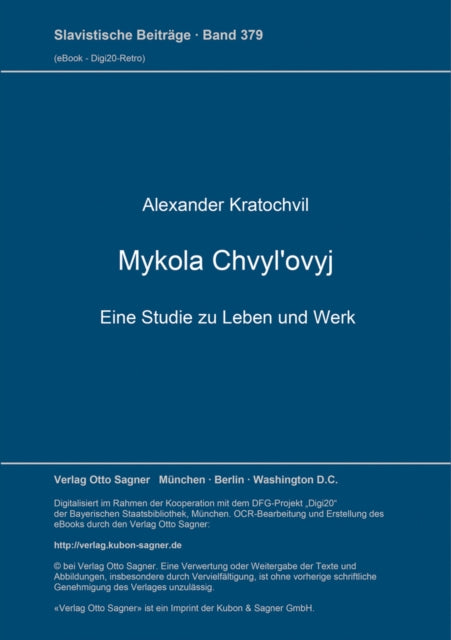 Book cover of: Mykola Chvyl'ovyj. Eine Studie zu Leben und Werk