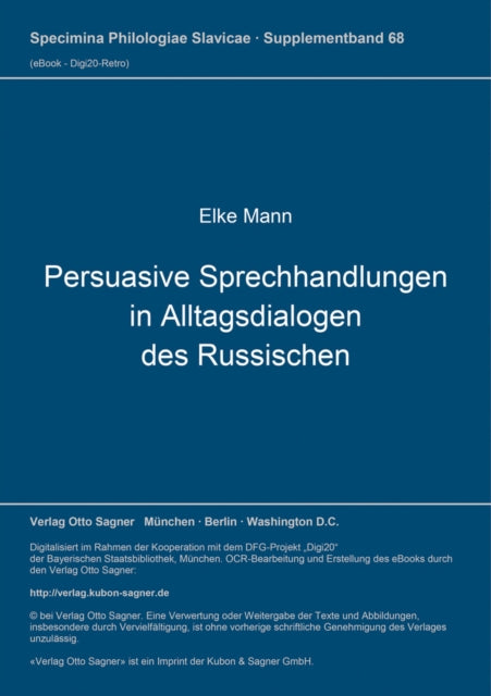 Book cover of: Persuasive Sprechhandlungen in Alltagsdialogen des Russischen