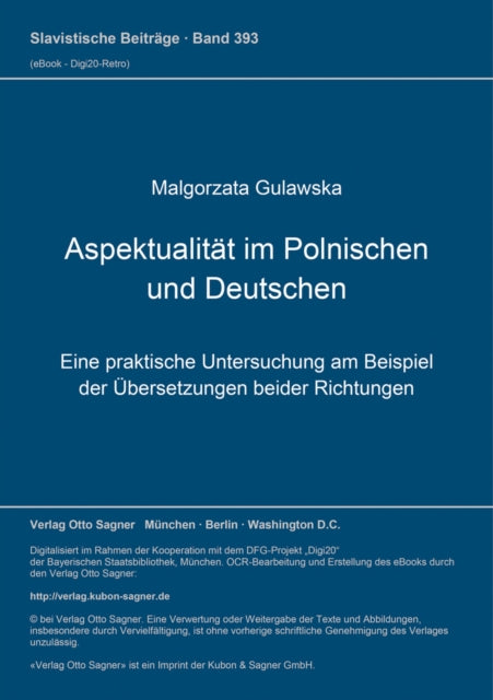Book cover of: Aspektualitaet im Polnischen und Deutschen. By: Malgorzata Gulawska