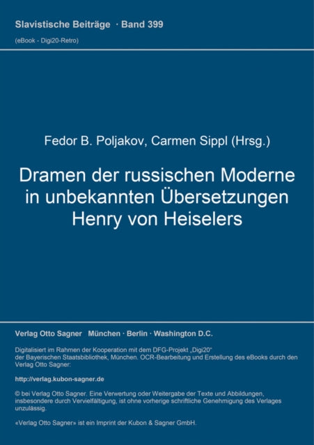 Book cover of: Dramen der russischen Moderne in unbekannten Uebersetzungen Henry von Heiselers
