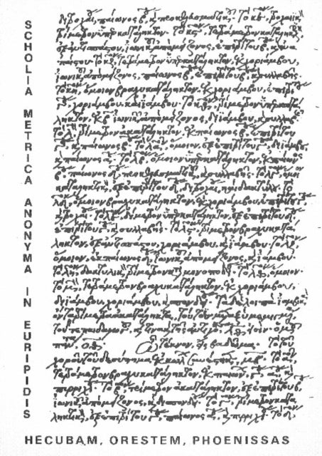 Book cover of: Scholia metrica anonyma in Euripidis Hecubam, Orestem, Phoenissas