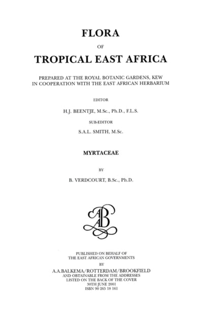 Book cover of: Flora of Tropical East Africa - Myrtaceae (2001). By: B. Verdcourt