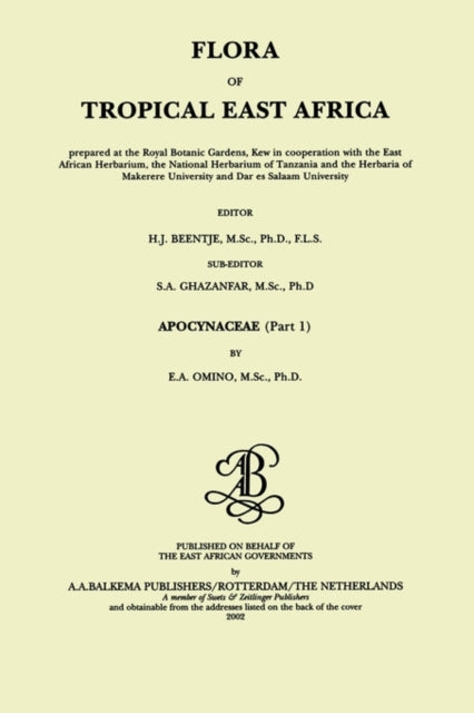 Book cover of: Flora of Tropical East Africa - Apocynaceae (2002)