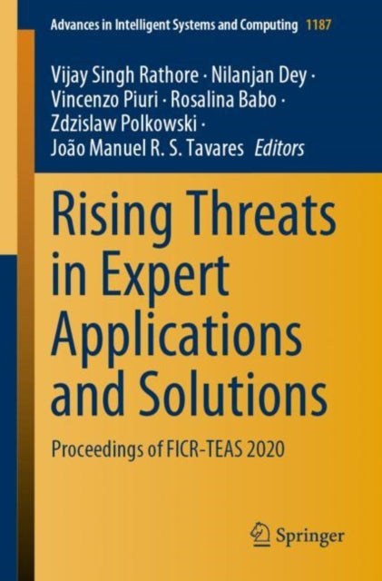 Book cover of: Rising Threats in Expert Applications and Solutions. By: Vijay Singh Rathore